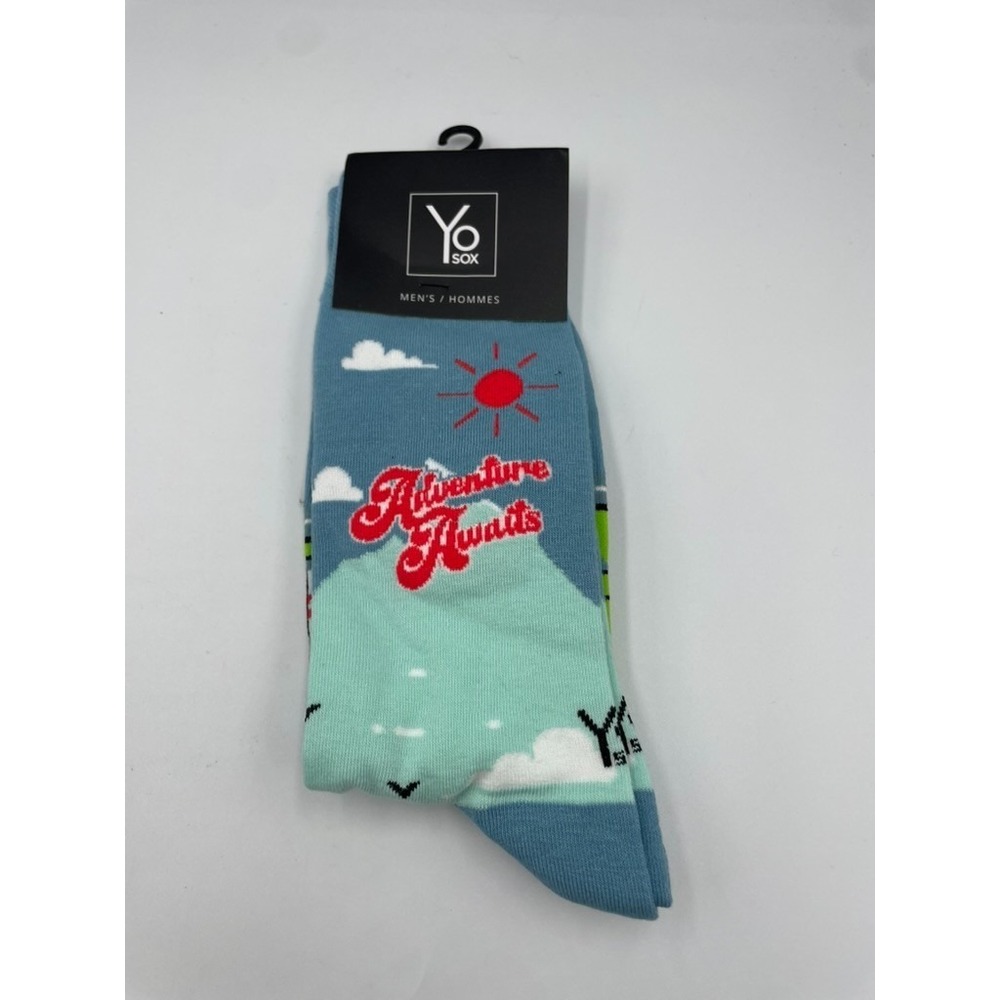Yo Sox Crew Socks Mens 7-12 Multicolor Graphic Print Stretch Performance NWT